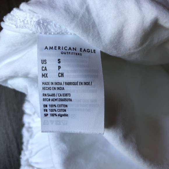 American Eagle Pull On Pants Size S White Cotton High Waisted Paperbag Wide Leg - Picture 9 of 10